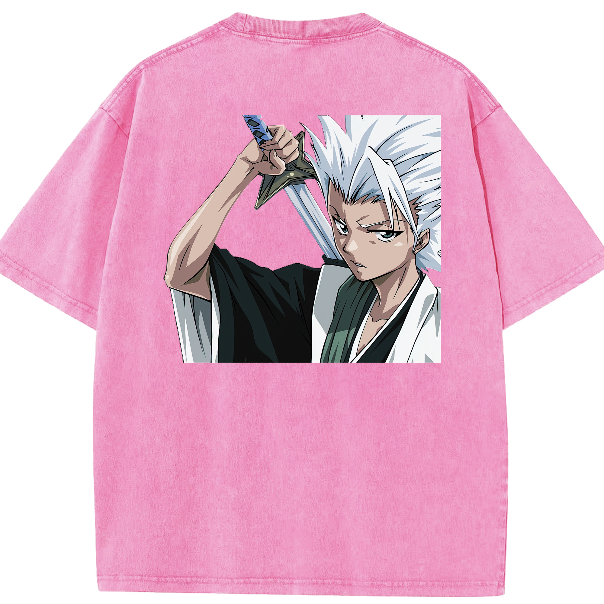 （画像用） ブリーチ 日番谷冬獅郎（ひつがや とうしろう） BLEACH Hitsugaya Toushirou 綿100% ヴィンテージ風 半袖Tシャツ（背面プリント）